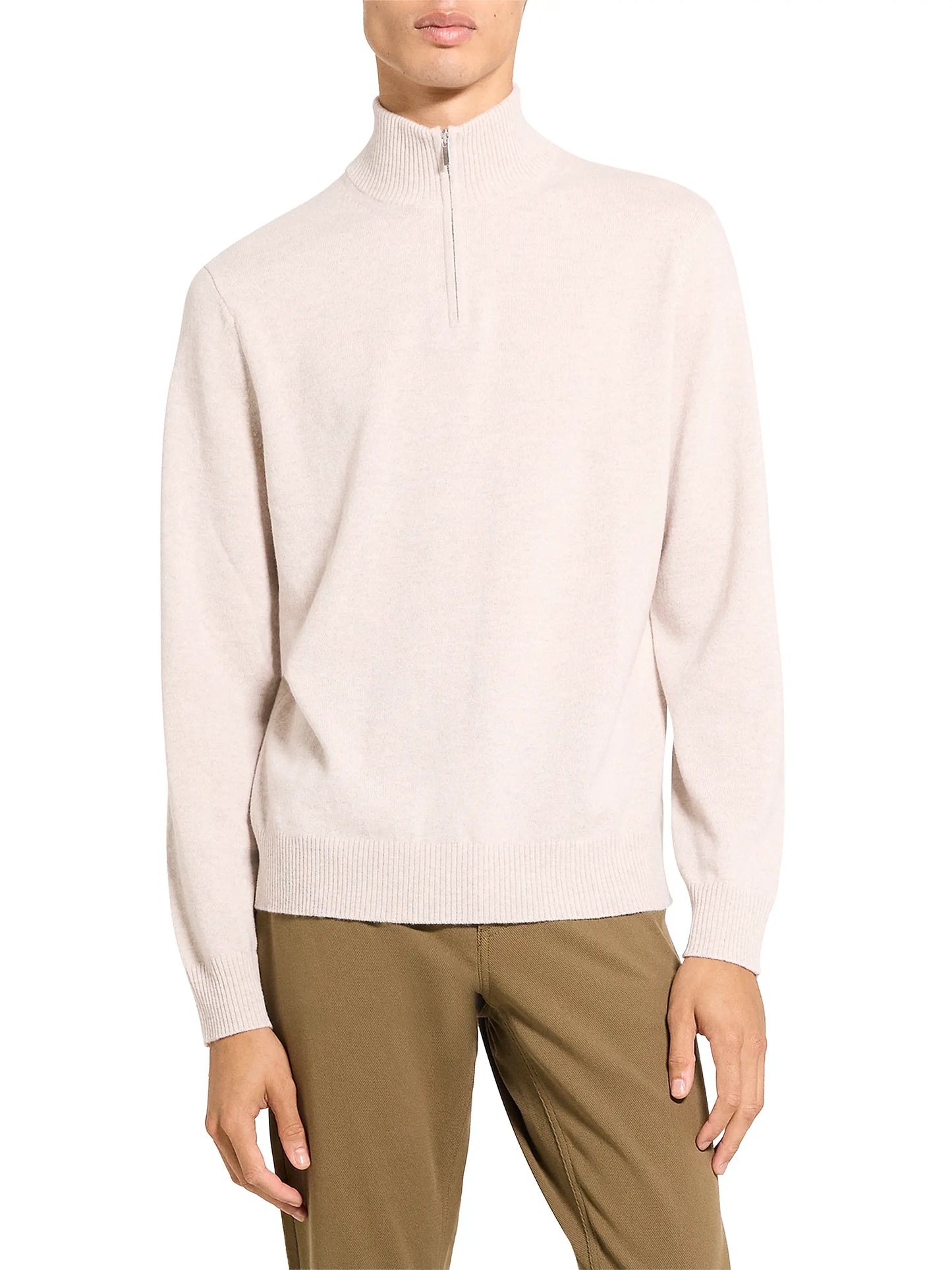 Hilles Quarter-Zip Sweater Cashmere Alabaster Melange - Theory Men