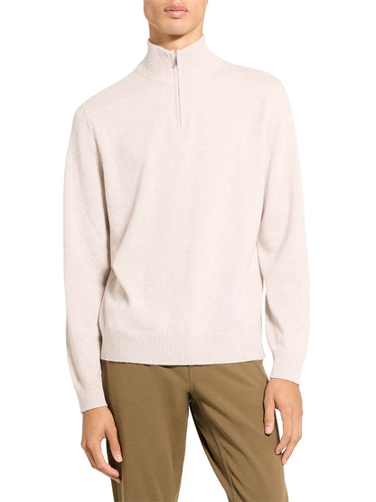 Hilles Quarter-Zip Sweater Cashmere Alabaster Melange - Theory Men