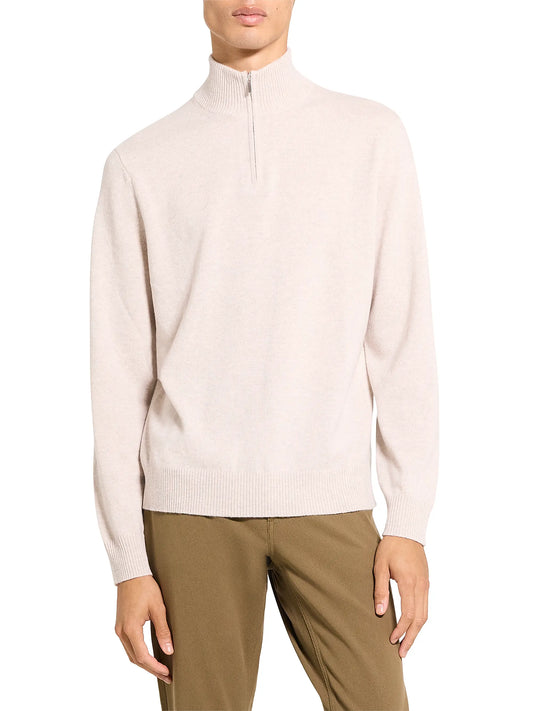 Hilles Quarter-Zip Sweater Cashmere Alabaster Melange - Theory Men