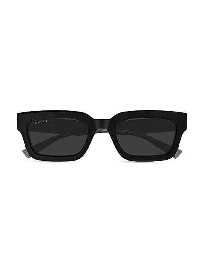 Mens Square Sunglasses Black/Green - Gucci