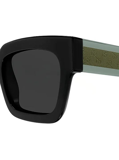 Mens Square Sunglasses Black/Green - Gucci