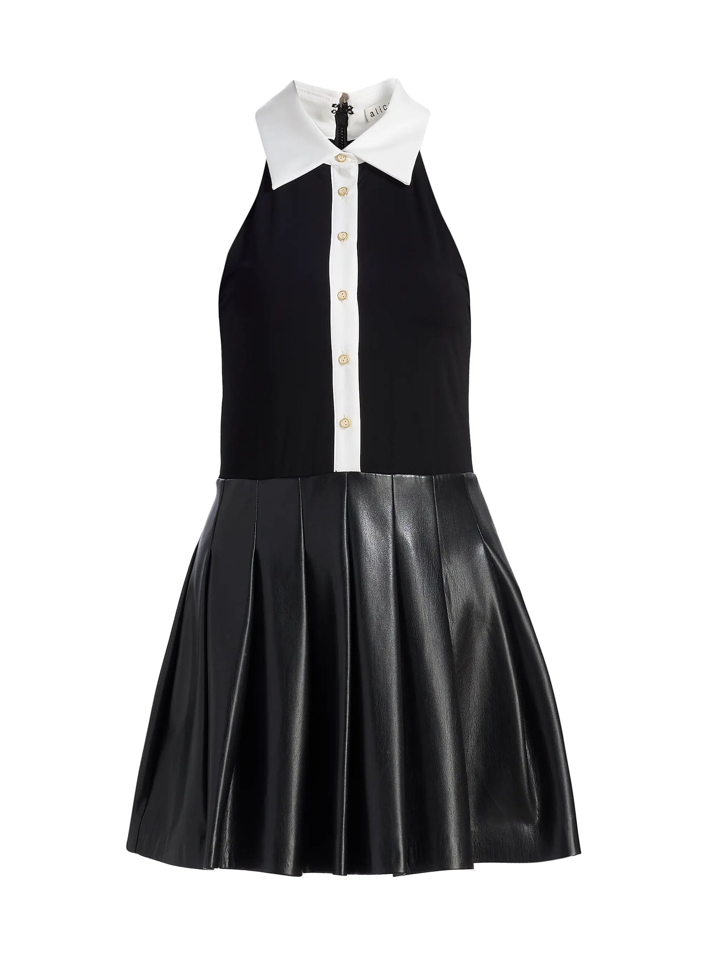 Tate Vegan Mini Dress Black/Off White - Alice + Olivia