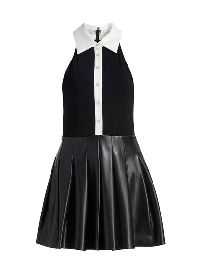 Tate Vegan Mini Dress Black/Off White - Alice + Olivia