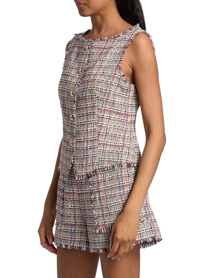 Wildflower Tweed Camen Vest Ivory Multi - Cinq à Sept