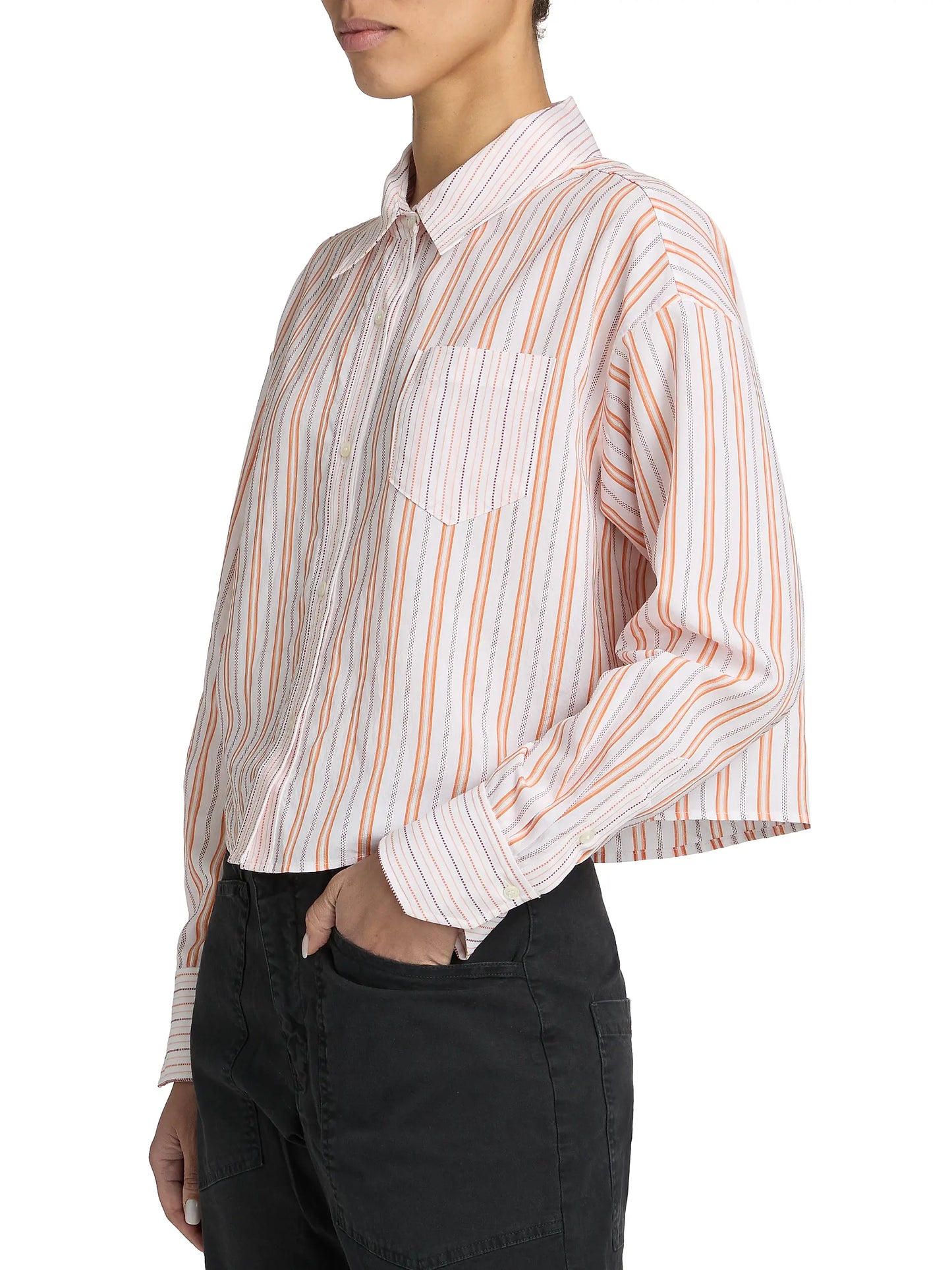Marnie Shirt Sunset Orange Stripe Combo - Ramy Brook