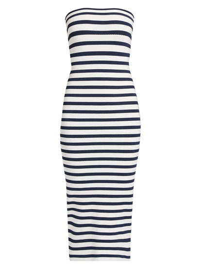 Gwynne Striped Stretch Knit Midi Dress Sailor Night - LoveShackFancy