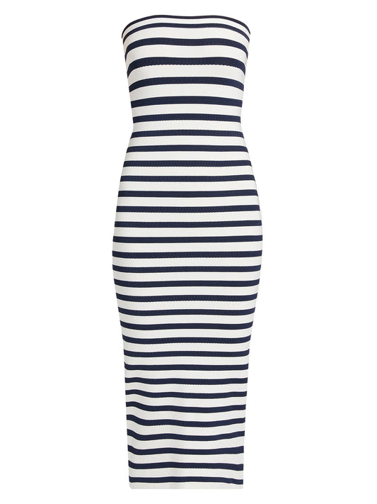 Gwynne Striped Stretch Knit Midi Dress Sailor Night - LoveShackFancy
