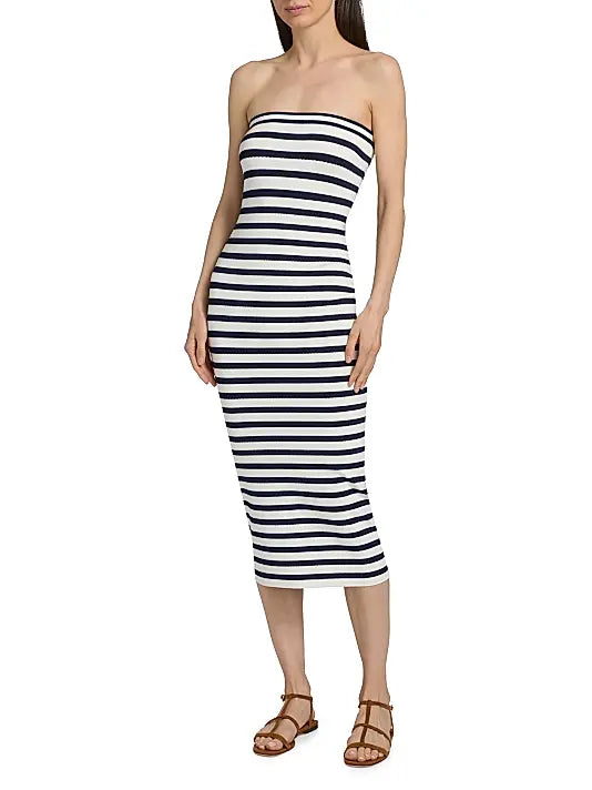 Gwynne Striped Stretch Knit Midi Dress Sailor Night - LoveShackFancy