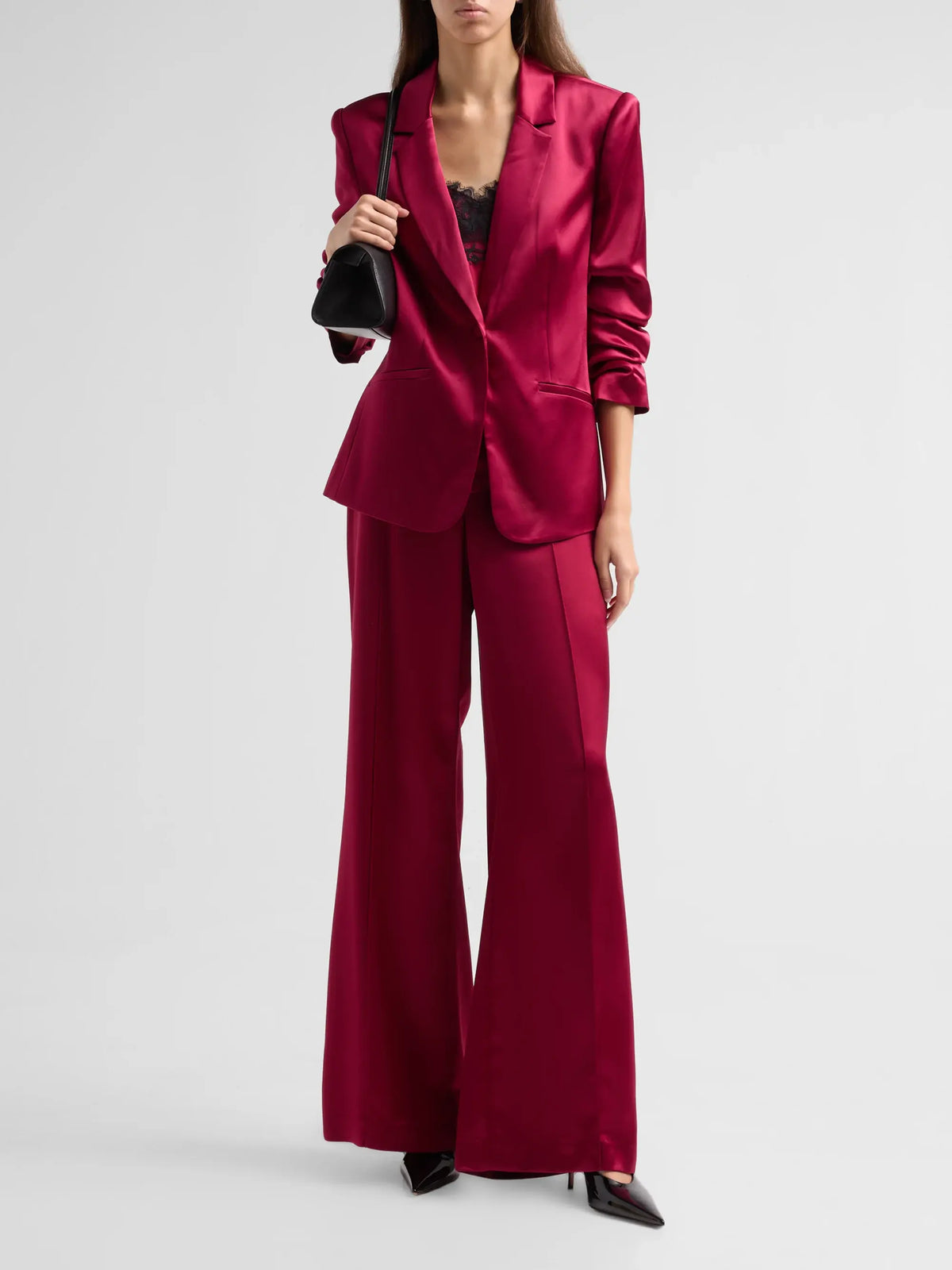 Satin Kylie Blazer Beet Red - Cinq à Sept