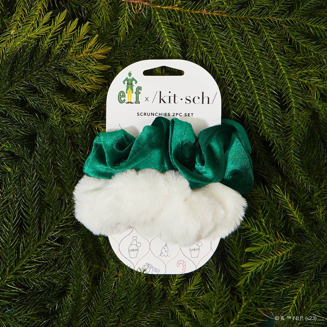 Elf x Kitsch Scrunchies Green & White - KITSCH