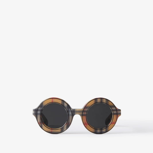 Kids Check Round Sunglasses Vintage Check - Burberry