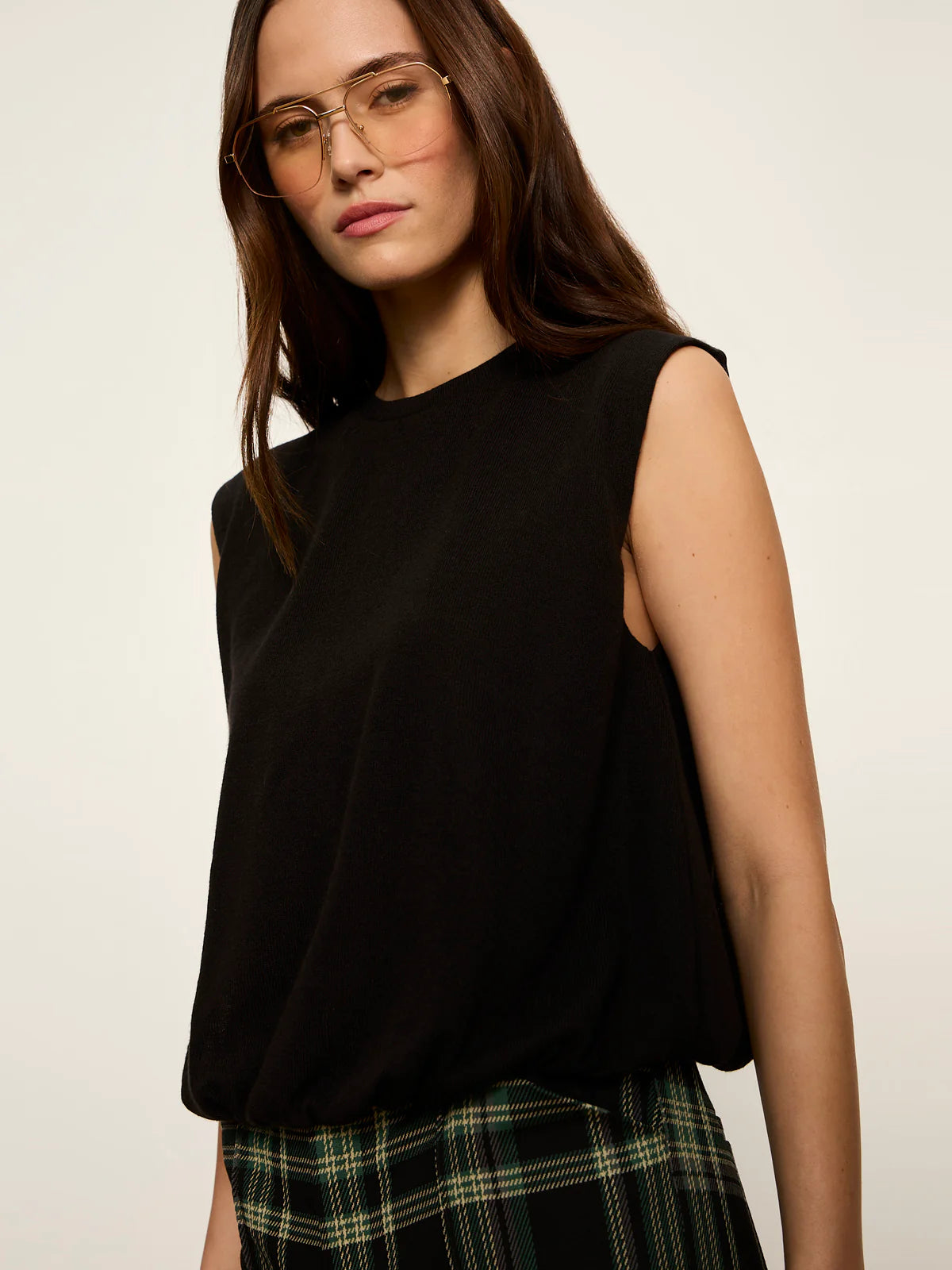 Quinn Bubble Shell Tank Black - Sanctuary