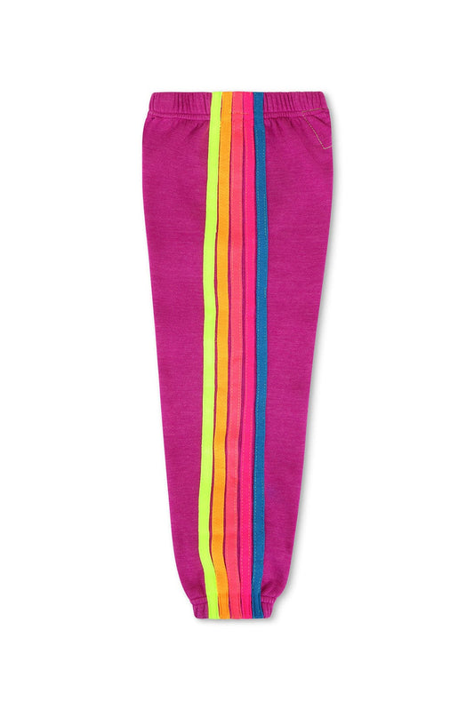 5 Stripe Womens Sweatpants Magenta/Yellow Blue - Aviator Nation