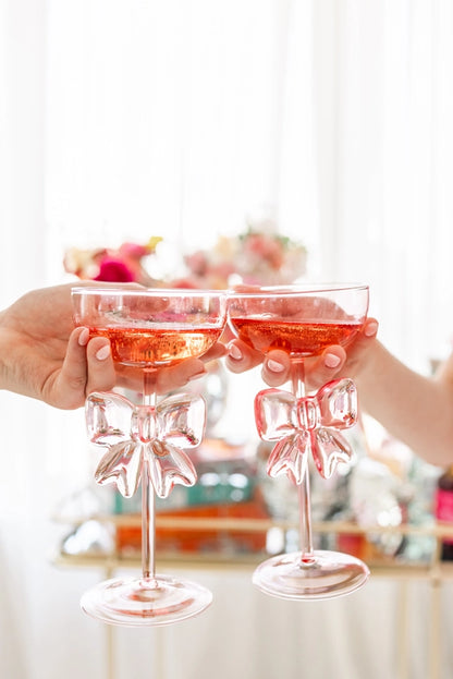 Bow Wine Glass Pink - Rock Paper Scissors