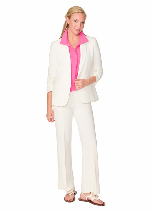 Ruched Sleeve Jacket Ivory - Estelle and Finn