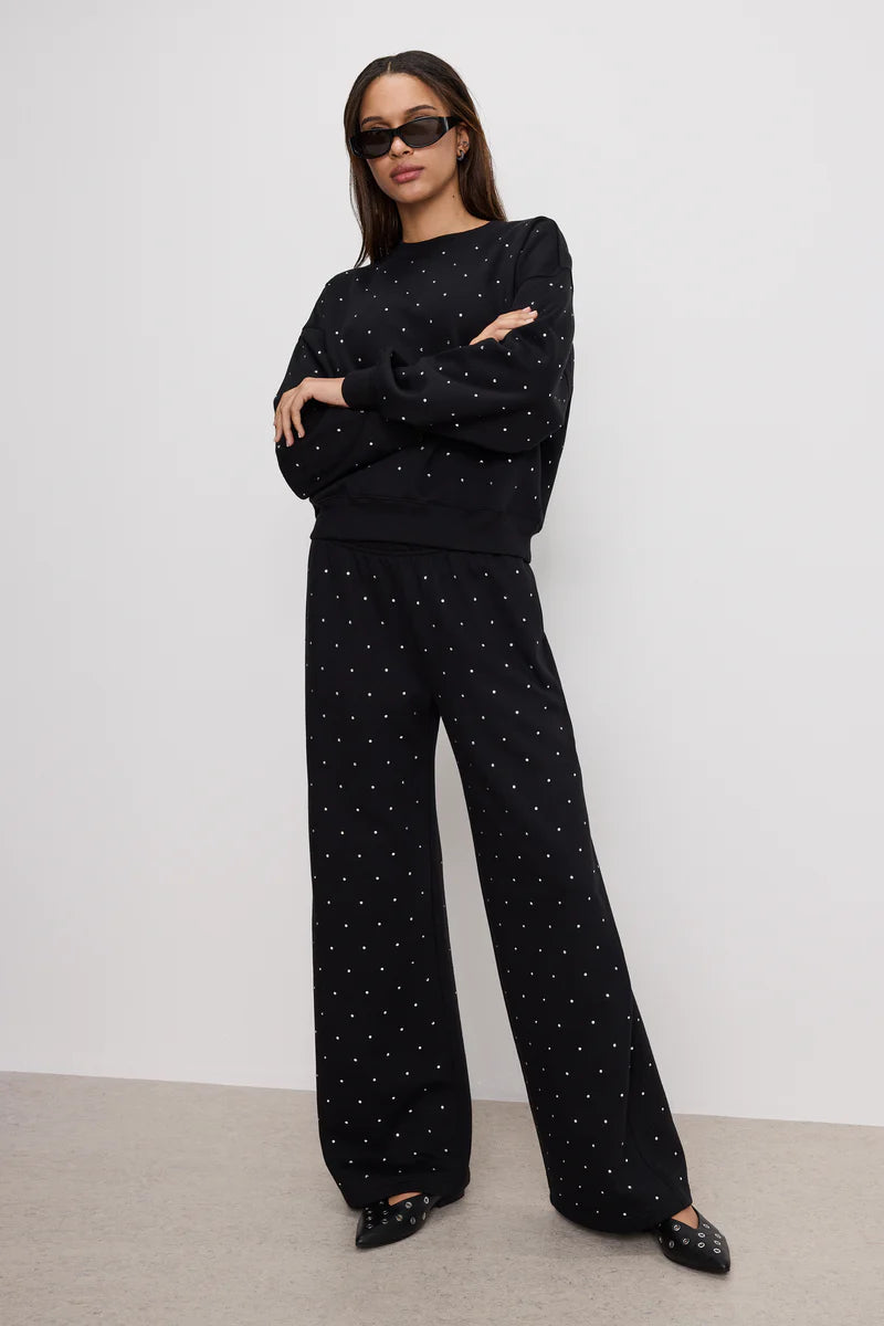 Crystal Wide Leg Sweatpants Black - Good American