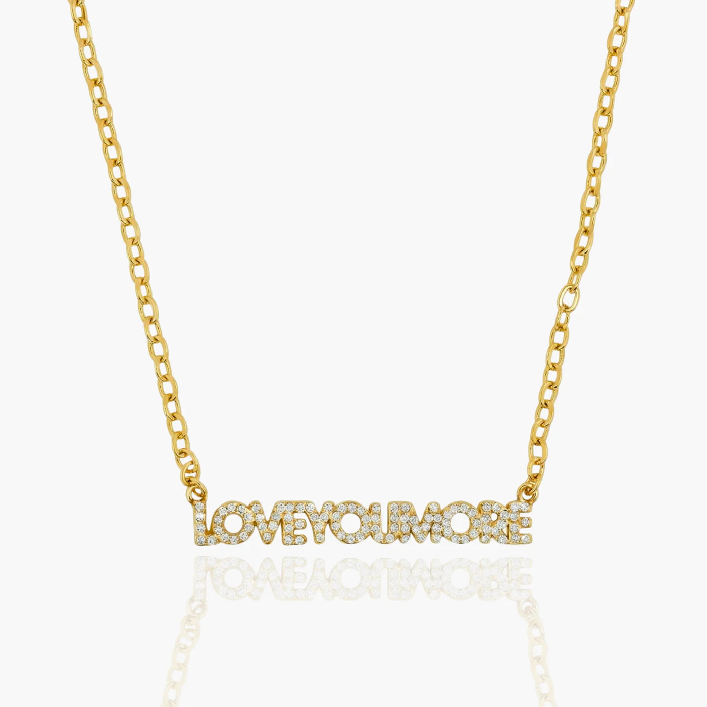 Love You More Horizontal Necklace Bling Gold - Love You More