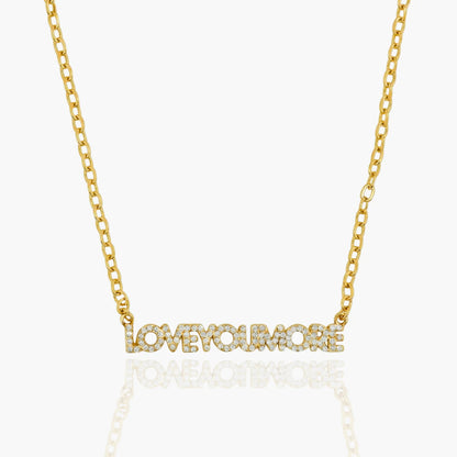 Love You More Horizontal Necklace Bling Gold - Love You More