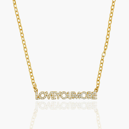 Love You More Horizontal Necklace Bling Gold - Love You More
