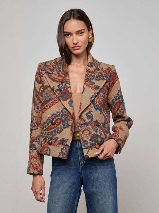 Kelsey Peacoat Multi Paisley Twill - L'AGENCE