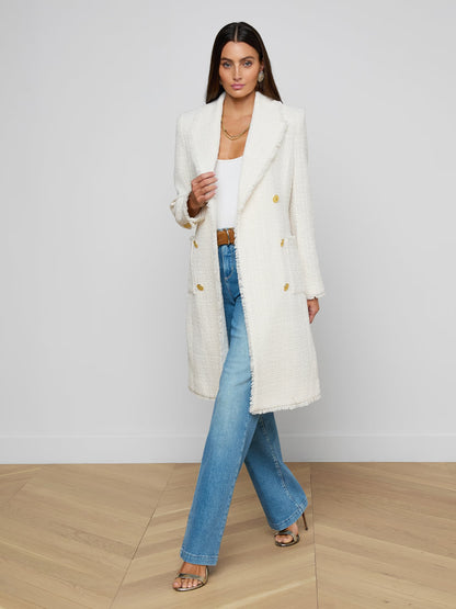 Cooper Tweed Trench Coat Vintage White - L'AGENCE