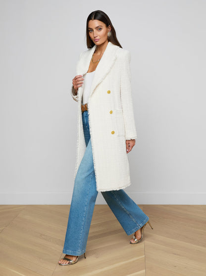 Cooper Tweed Trench Coat Vintage White - L'AGENCE