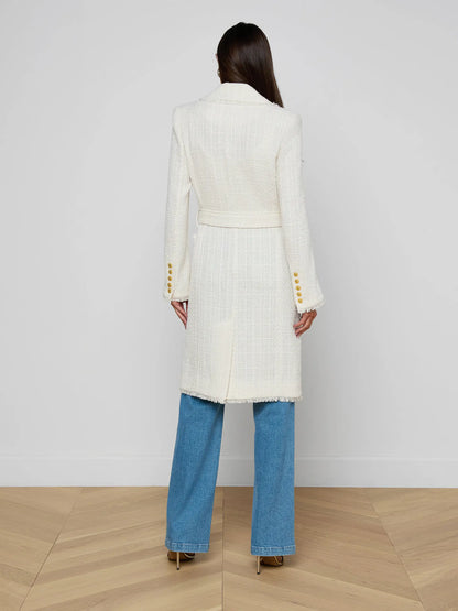 Cooper Tweed Trench Coat Vintage White - L'AGENCE