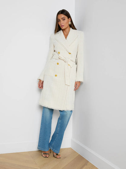 Cooper Tweed Trench Coat Vintage White - L'AGENCE