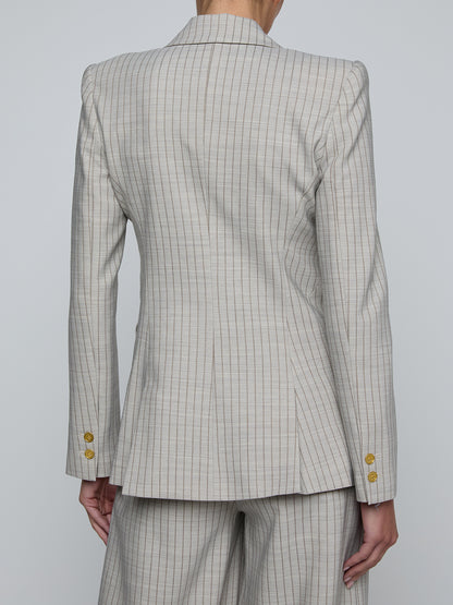 Sheila Blazer Grey/Tan Pinstripe - L'AGENCE