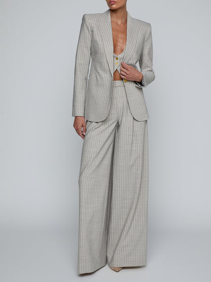 Sheila Blazer Grey/Tan Pinstripe - L'AGENCE