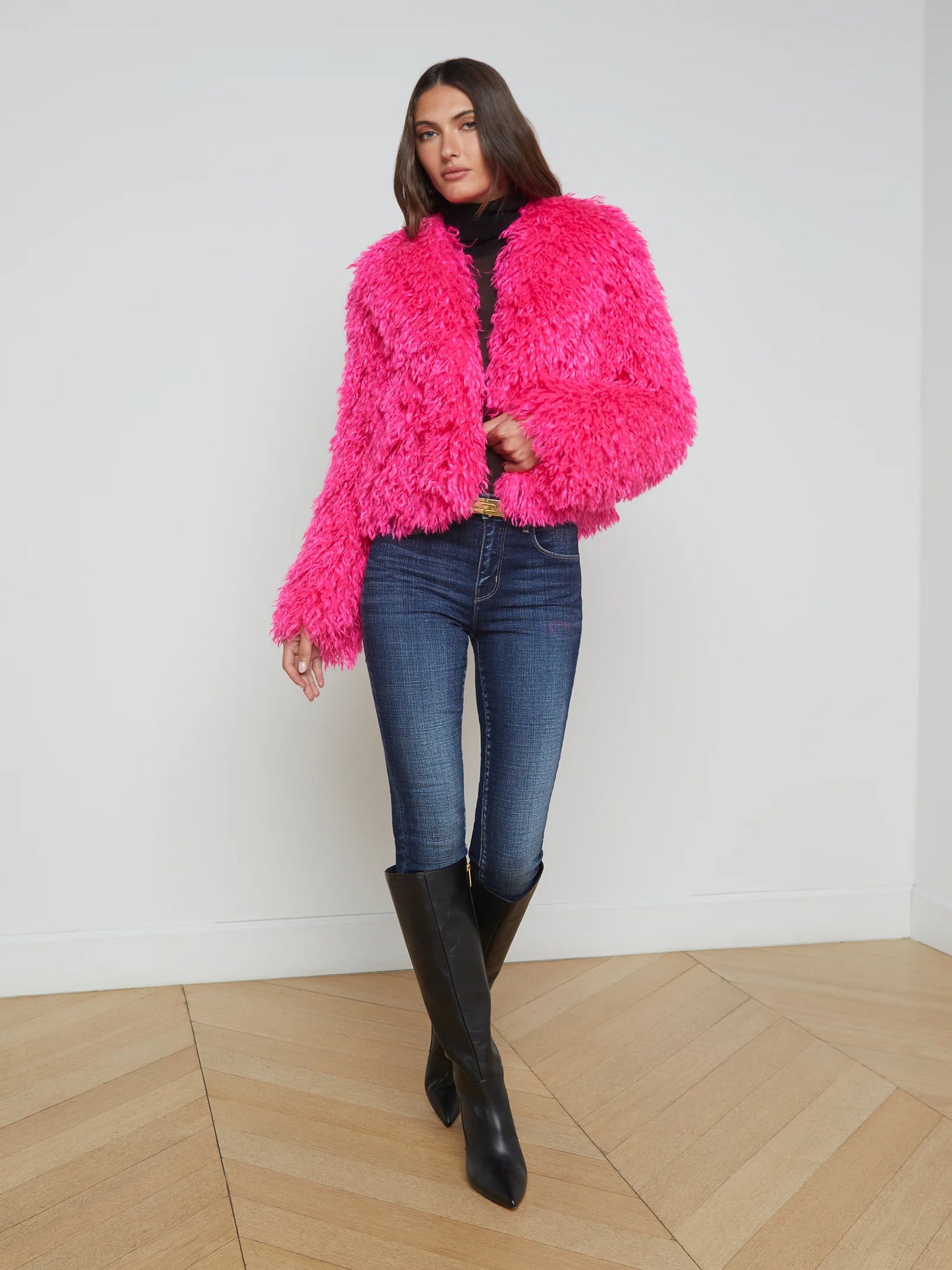 Davy Faux Fur Jacket Hot Pink - L'AGENCE