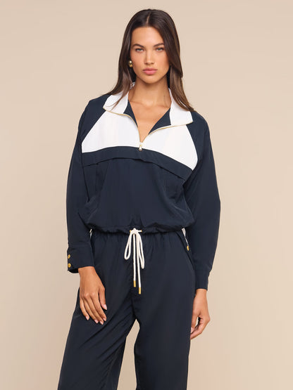 Vex Cropped Windbreaker Black/White - L'AGENCE