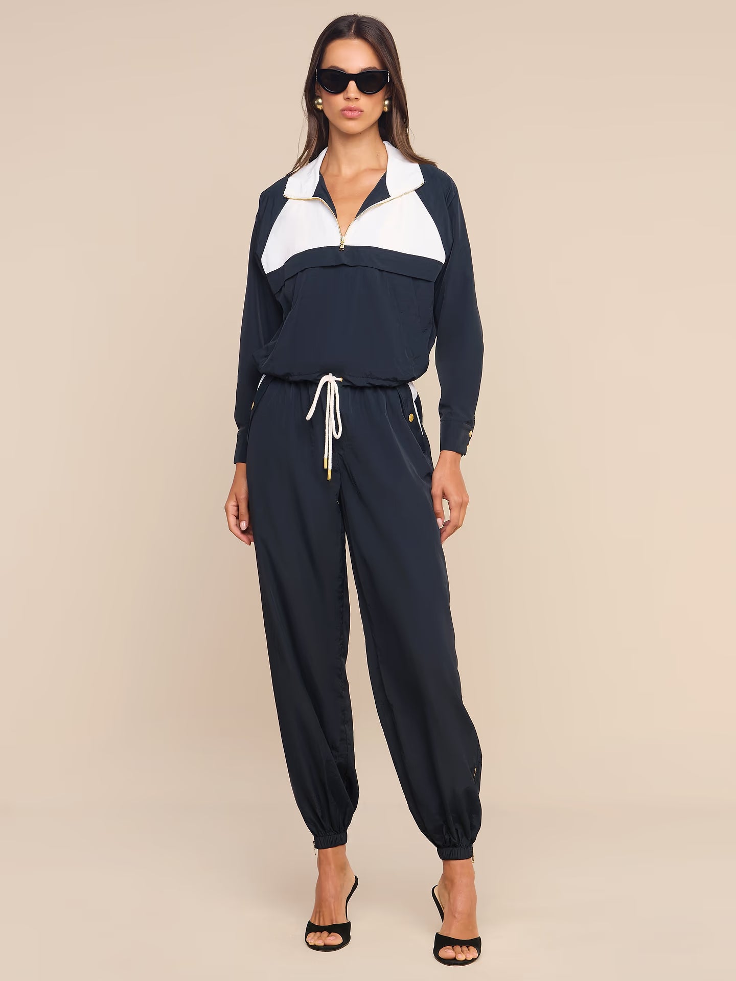 Vex Cropped Windbreaker Black/White - L'AGENCE