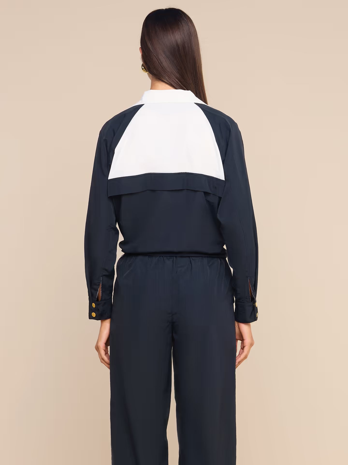 Vex Cropped Windbreaker Black/White - L'AGENCE