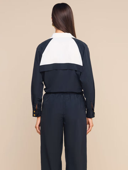 Vex Cropped Windbreaker Black/White - L'AGENCE