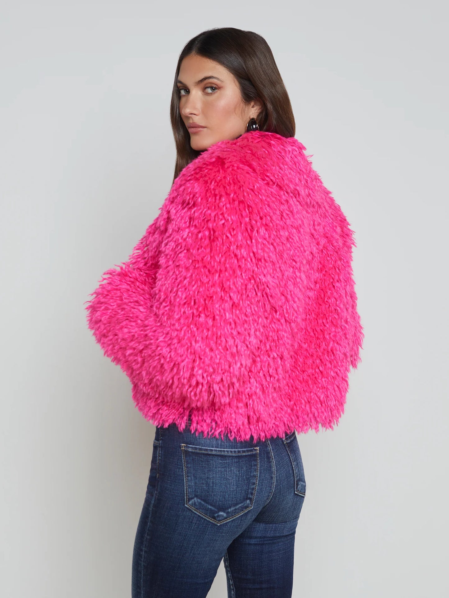 Davy Faux Fur Jacket Hot Pink - L'AGENCE