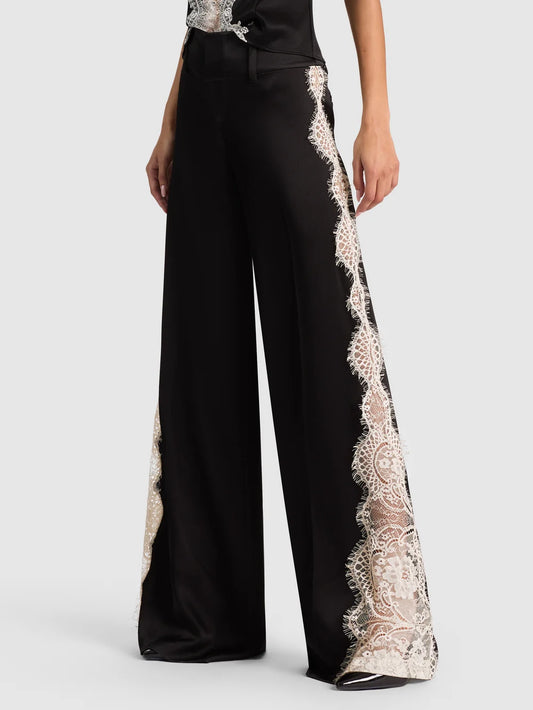 Olivia Wide Leg Lace Pant Black/Chino - Alice + Olivia