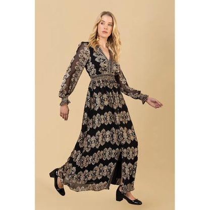 Birdie Satin Maxi Dress Black - Hale Bob