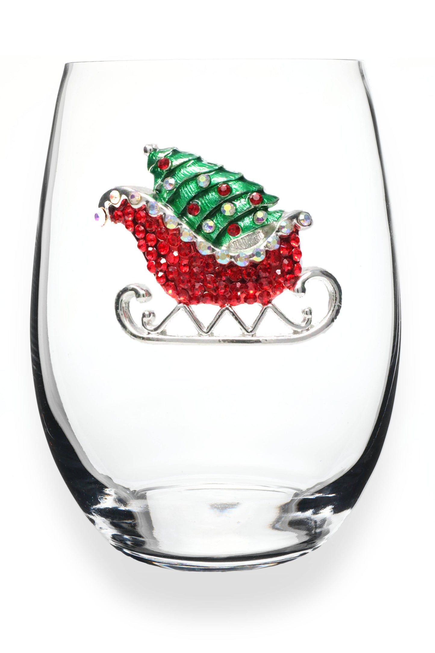 Christmas Sleigh Stemless Wine Glass - The Queens Jewels