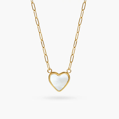 Lola Mother of Pearl Heart Necklace Gold - Love You More
