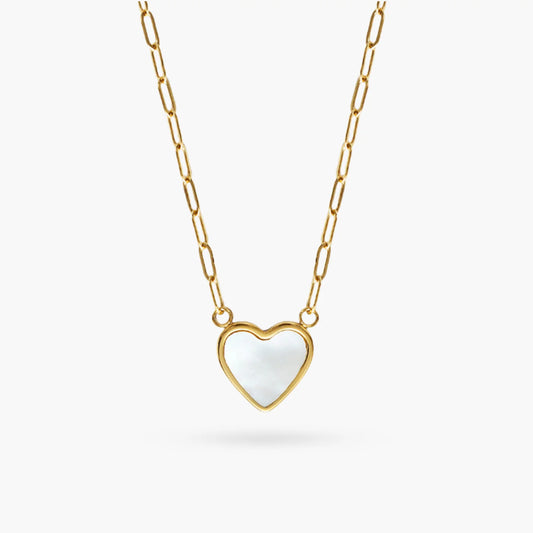 Lola Mother of Pearl Heart Necklace Gold - Love You More