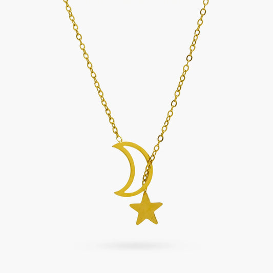 Moon and Back Necklace Gold - Love You More