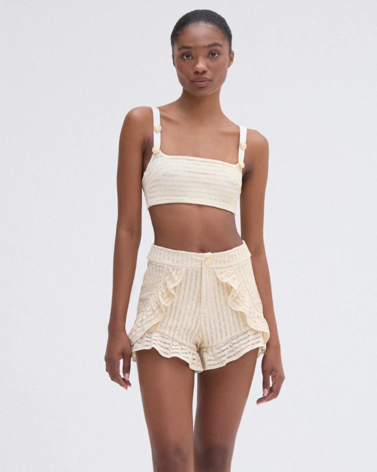 Metallic Knit Short Off White - PatBo