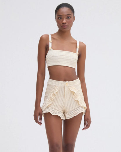 Metallic Knit Short Off White - PatBo