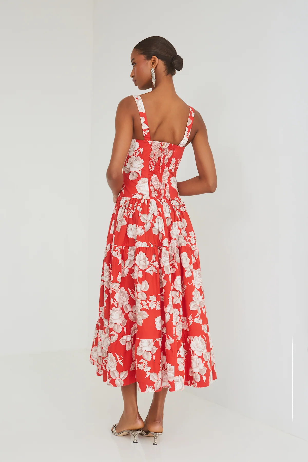 Santiago Midi Dress Rosebud Red - Cara Cara