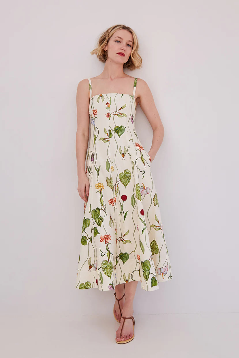 Gimlet Dress Flora Trail Ivory - Cara Cara