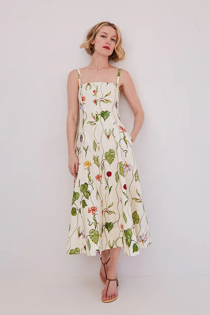Gimlet Dress Flora Trail Ivory - Cara Cara