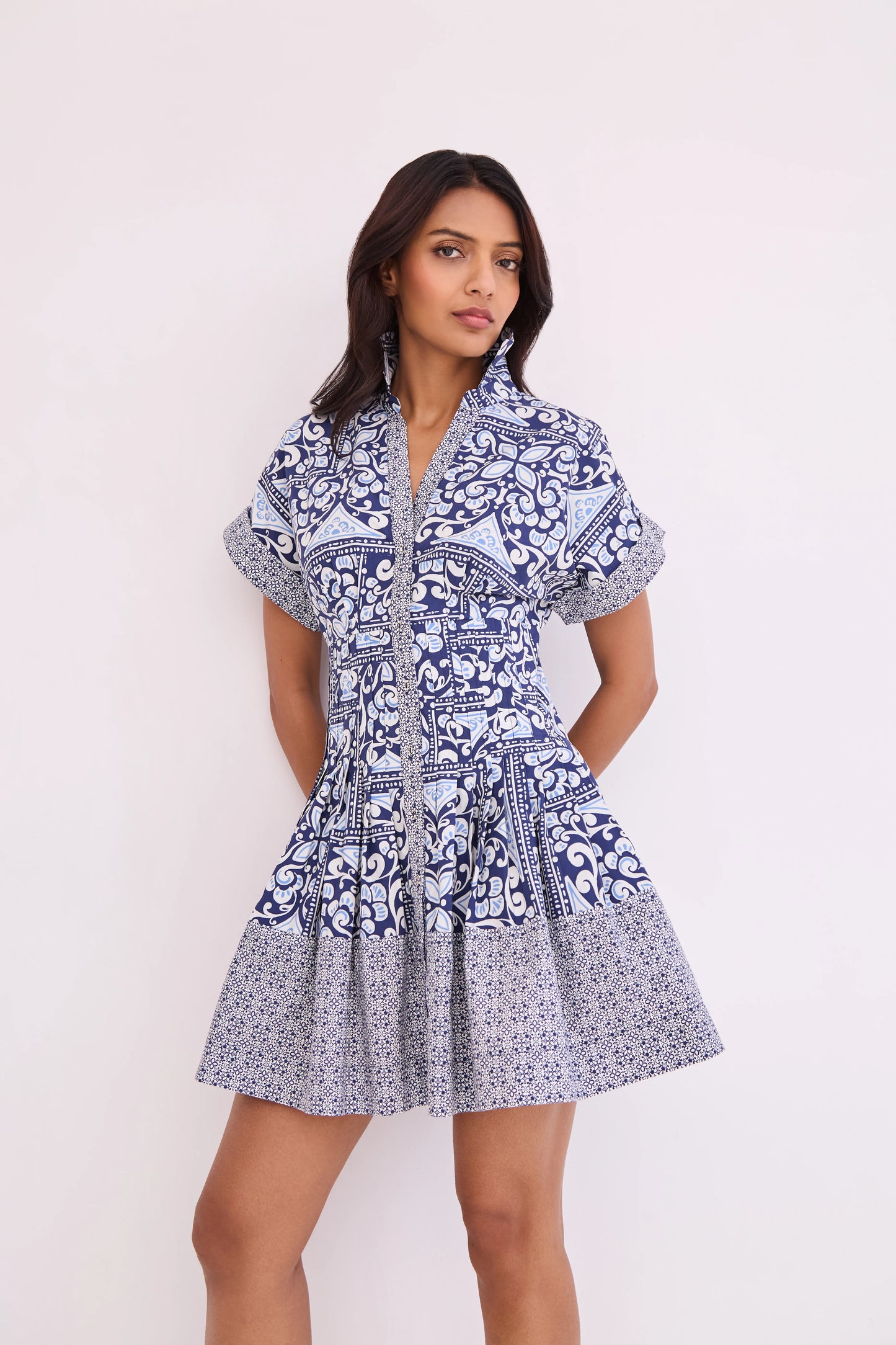 Nash Mini Dress Hart Tile Navy - Cara Cara