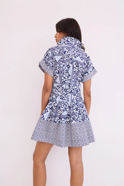 Nash Mini Dress Hart Tile Navy - Cara Cara