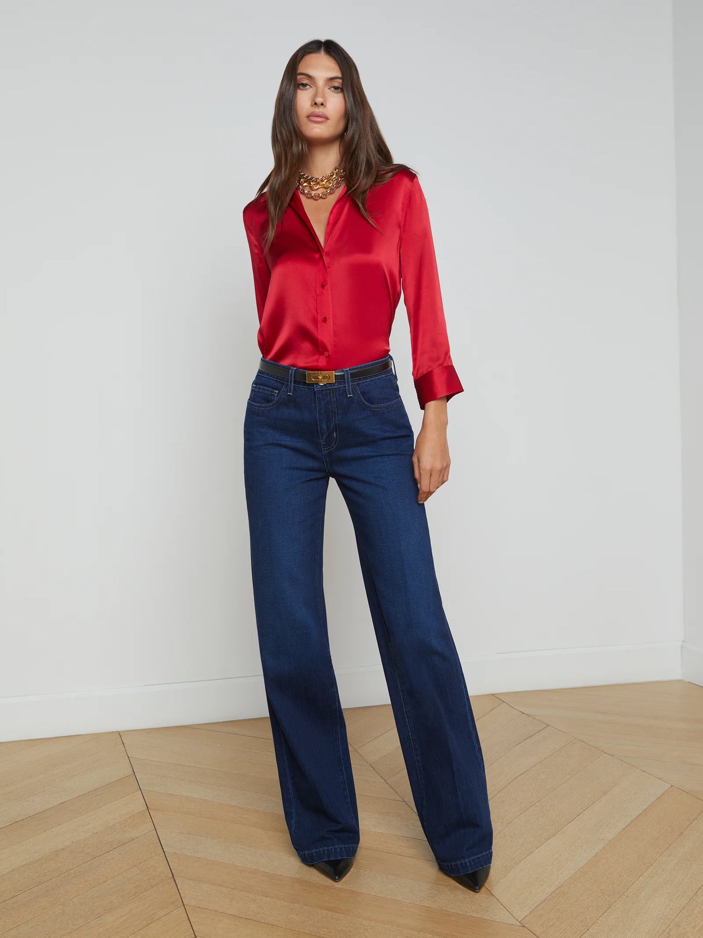 Dani Silk Blouse Garnet Red - L'AGENCE